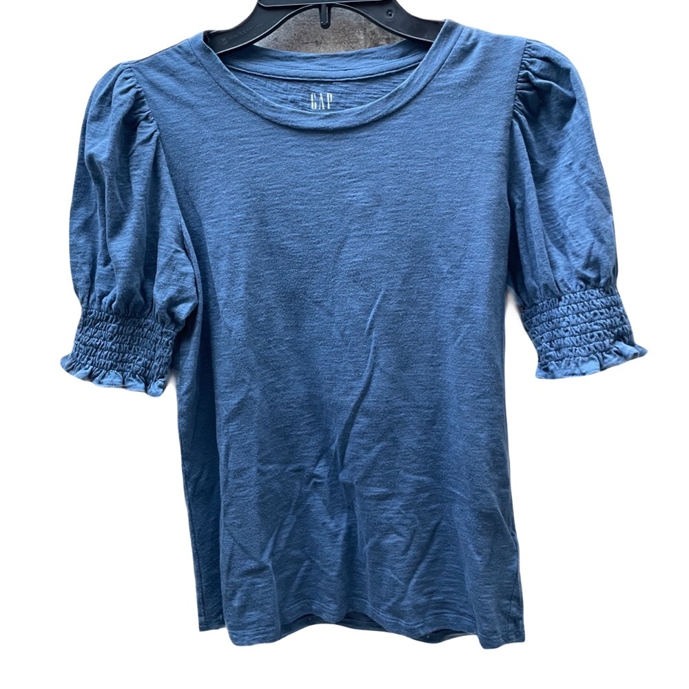 ❤️ GAP BAINBRIDGE BLUE SMOCKED PUFF SLEEVE TEE SHIRT SIZE XS